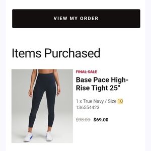 Lululemon Base Pace High-Rise Tight True Navy Blue Leggings EUC Discontinued